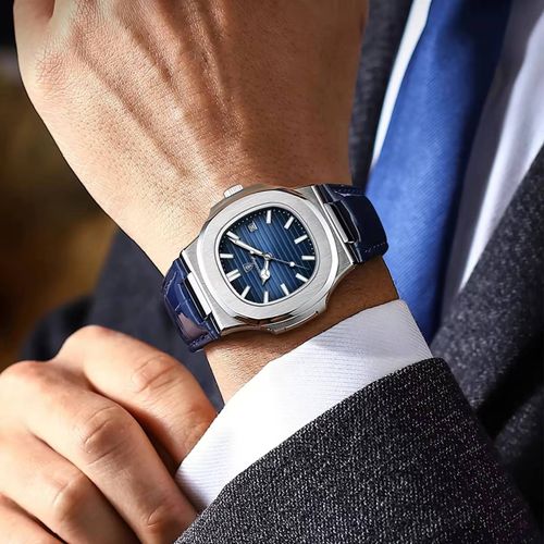 Fashion square dial men's watch luxury casual watch genuine leather calendar luminous waterproof male clock Orologio Uomo Uhr