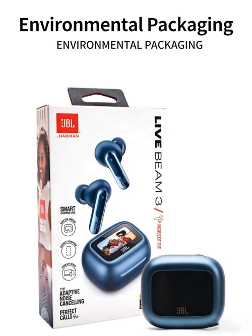 JBL LIVE BEAM3 True Wireless Earbuds | Colorful Case Semi-In-Ear Headphones with ANC, HiFi Deep Bass, Full Color Touch Screen, Long Battery for Sports