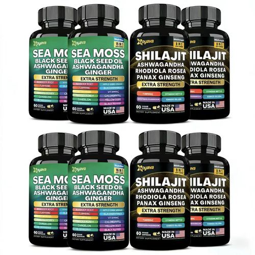 Dynamic Vitality Bundle - Zoyava Sea Moss & Shilajit Supplements - All-in-One Multivitamin Combo with Extra Strength Ingredients - MADE IN USA