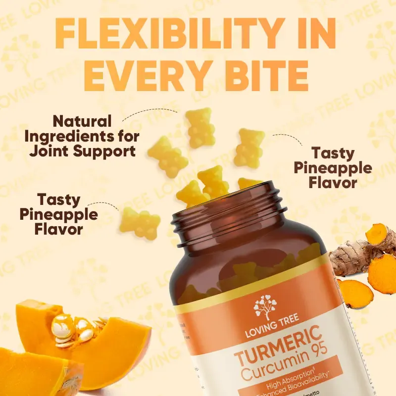 Loving Tree Turmeric Gummies  95% Curcuminoids with Black Pepper & Pumpkin Seed Oil for Ultimate Absorption, Joint Support Supplement