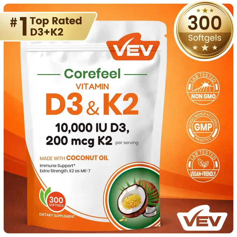 VEV Corefeel Vitamin D3 K2 Supplement Softgels