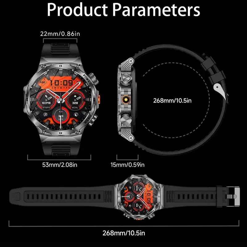 COANR Active Men's  smartwatch, 800mAh 1.7 inch AMOLED HD large screen smartwatch, phone sync information, wireless call, flashlight multiple exercise modes , fitness tracker watch for Android and iPhone, black