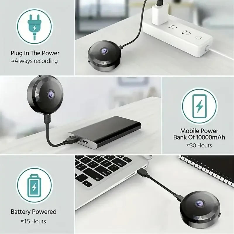 Mini Hidden Camera 720P HD Wireless Security Camera, Motion Detection with Night Vision, Discreet Portable Spy Cam for Home, Office, Car, Travel, Indoor Surveillance, Easy Setup, Loop Recording, Remote Viewing, Compact Nanny Cam for Safety Monitoring