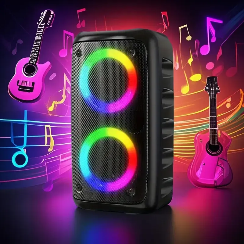 Wireless speaker with microphone, with a microphone and 3 metres of cable, stereo speaker subwoofer, wired or wireless speakers, TWS, TF, AUX, MIC a variety of audio interfaces, can be connected to a wide range of equipment for large sound