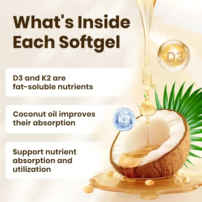 VEV Corefeel Vitamin D3 K2 Supplement Softgels