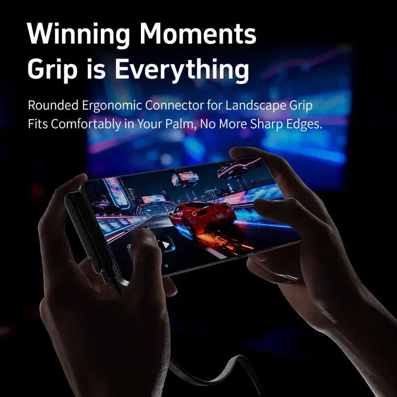 basemo Invisible Holder Charger Cable with Stand, 240w super fast charging 2-in-1 Fast Charging Cord & Phone Stand for Gaming, Office, Car Travel, Compatible with iPhone Samsung Type-C charging cable Black