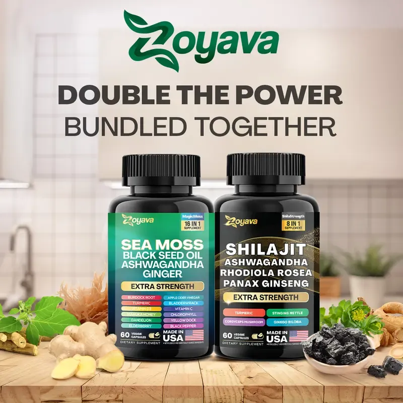 Dynamic Vitality Bundle - Zoyava Sea Moss & Shilajit Supplements - All-in-One Multivitamin Combo with Extra Strength Ingredients - MADE IN USA