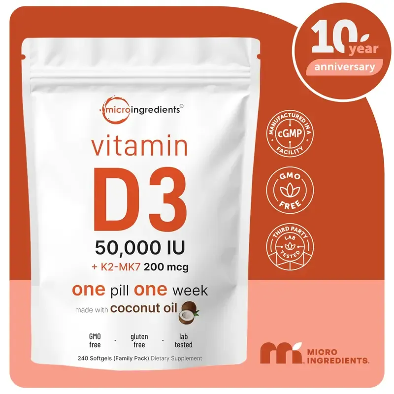Micro Ingredients Vitamin D3 K2 Supplement Softgels