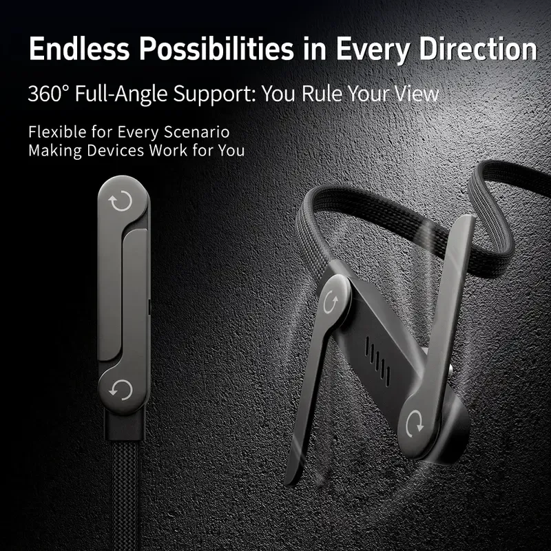 basemo Invisible Holder Charger Cable with Stand, 240w super fast charging 2-in-1 Fast Charging Cord & Phone Stand for Gaming, Office, Car Travel, Compatible with iPhone Samsung Type-C charging cable Black