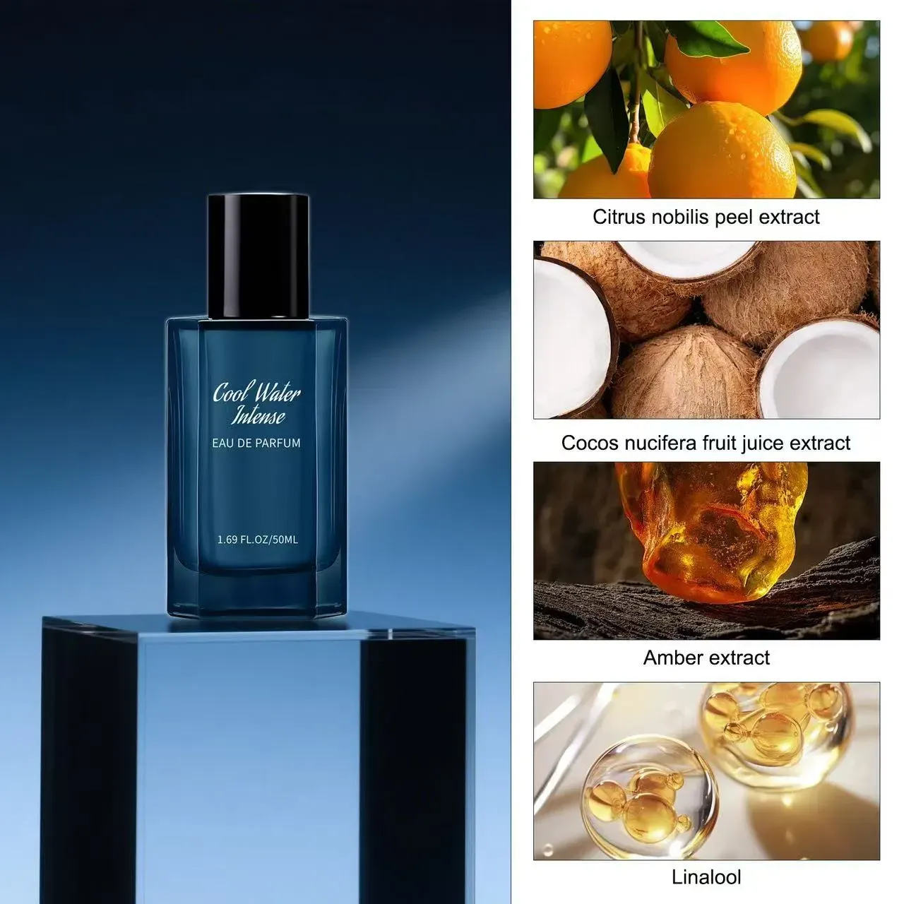 Men - Fresh Aquatic Scent with Green Mandarin, Coconut Water & Amber Accord