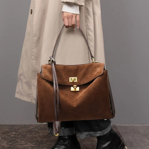 Fashionable Retro Suede Tote Bag