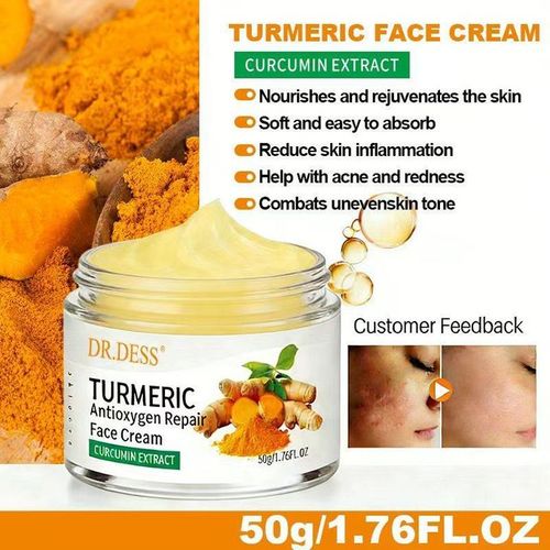 DR.DESS Turmeric Face Cream, Anti Oxidation Turmeric Cream For Deep Moisturizing skin Prevents Acnes, Oil Control and Soothing, skin Repair
