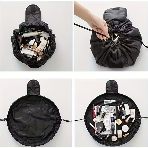 Premium portable drawstring makeup bag - travel toiletries organizer, large capacity, clearance sale