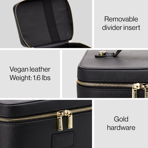 PU leather handbag-style makeup bag with compartments, large capacity, portable