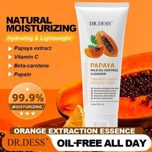 DR.DESS Papaya Face Cleanser Mild Oil Control Cleanser improves skin texture reduce hyperpigmentation Hydrates the skin 100g gently exfoliates the skin , refreshing oil control