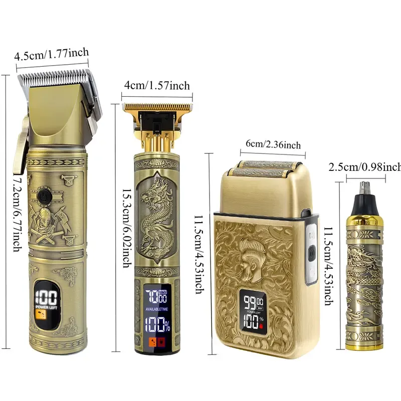 Professional LCD Display Hair Clipper & Razor with Limit Comb & Charging Cable & Cleaning Brush, 1 Set Cordless Hair Trimmer & Shaver, Hair Cutting Kit for Barber, Barber Hair Clippers