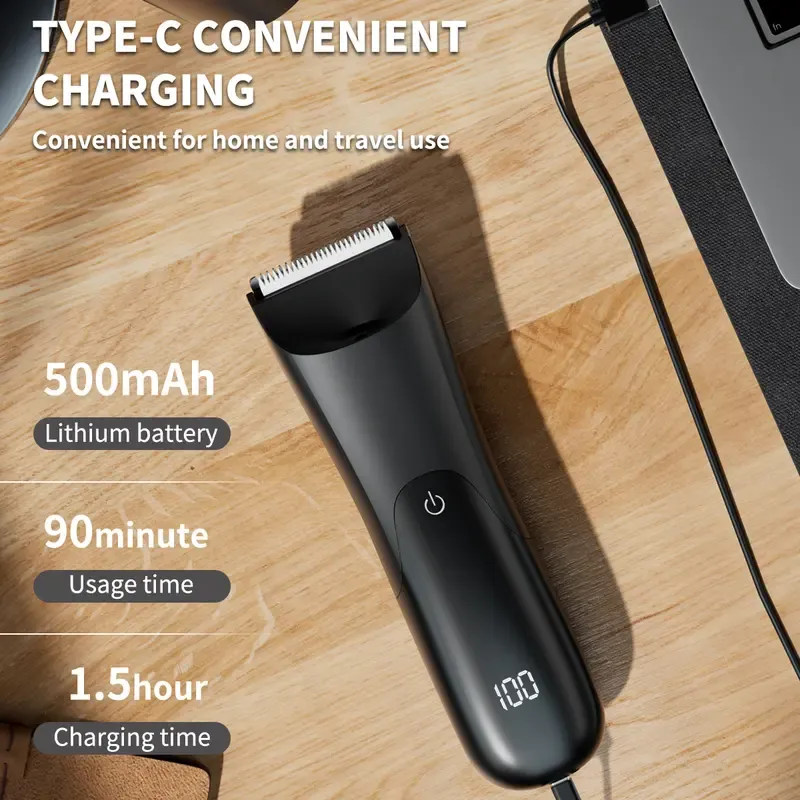 Electric Body Hair Shaver-Groin Hair Trimmer, Ball Trimmer for Men - Replaceable Ceramic Blade Heads,USB Recharge, Male Hygiene Razor Safe Quick Gifts Cordless Gentle Trimming Fast Trimming