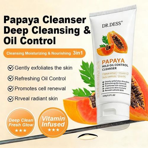 DR.DESS Papaya Face Cleanser Mild Oil Control Cleanser improves skin texture reduce hyperpigmentation Hydrates the skin 100g gently exfoliates the skin , refreshing oil control