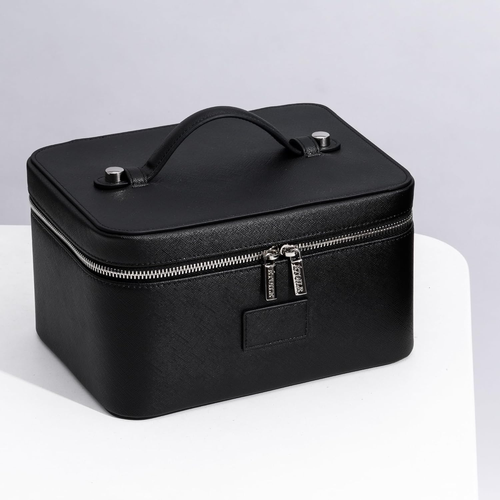 PU leather handbag-style makeup bag with compartments, large capacity, portable