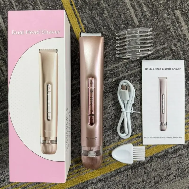Electric Hair Removal Tool, 1 Box Rechargeable 2 in 1 Body & Facial Hair Removal Dual Head, Waterproof Hair Removal Machine for Armpits and Legs