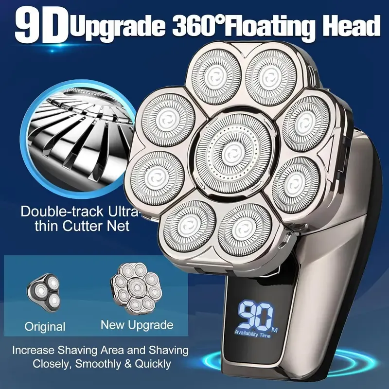 6 in 1 Electric Head Shaver, 1 Box Waterproof Wet dry Grooming Shaver  Accessories, Cordless Rechargeable Bald Head Razor for Home & Travel Gift, Multifunctional Epilator