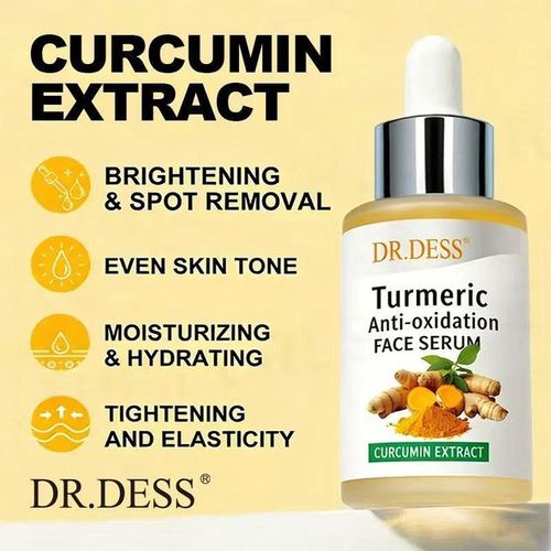 DR.DESS Turmeric Brightening Face Serum Protects against Acne, Dark Spots, Freckles Reduces Skin Pigmentation and Anti Aging Facial Serum