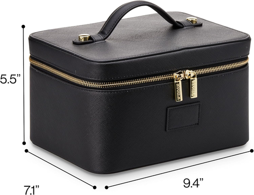 PU leather handbag-style makeup bag with compartments, large capacity, portable