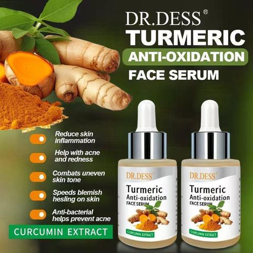 DR.DESS Turmeric Brightening Face Serum Protects against Acne, Dark Spots, Freckles Reduces Skin Pigmentation and Anti Aging Facial Serum