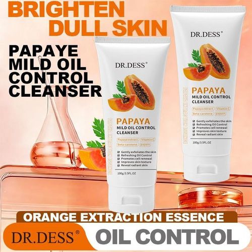 DR.DESS Papaya Face Cleanser Mild Oil Control Cleanser improves skin texture reduce hyperpigmentation Hydrates the skin 100g gently exfoliates the skin , refreshing oil control