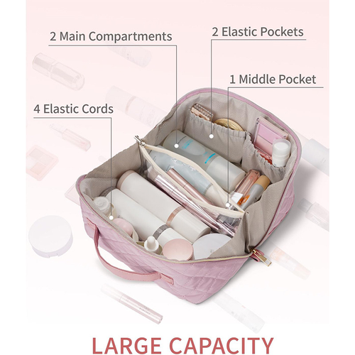 large-capacity open-top makeup bag