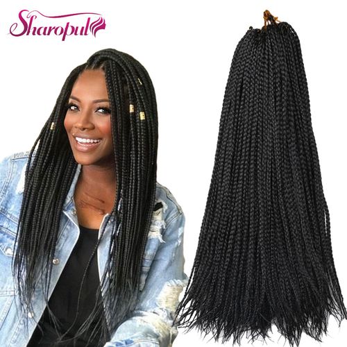 Wholesale Synthetic Crochet Braiding Hair Extension Long Senegalese Box Braids Black Pre-Looped Crochet Hair