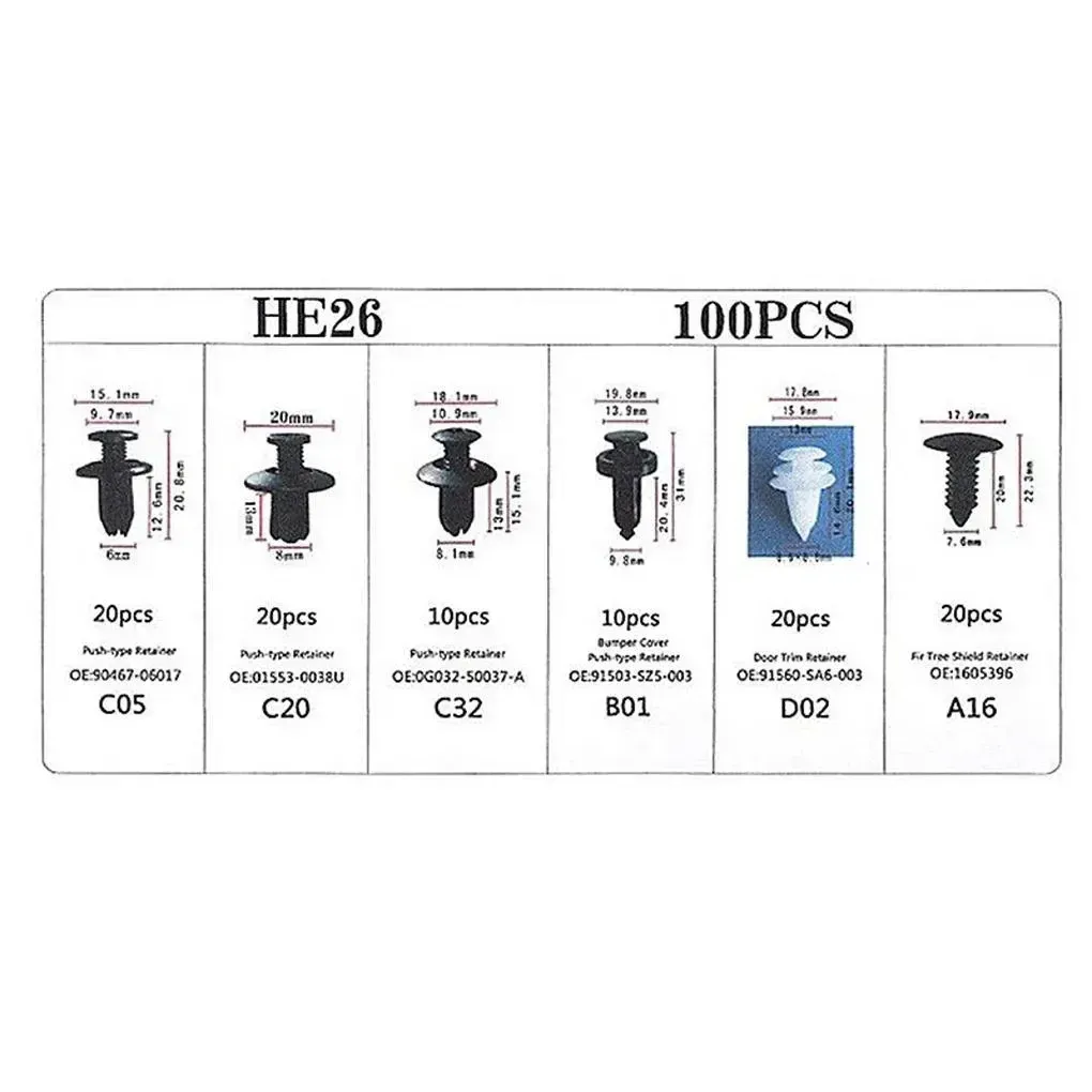 (Special Offer Today）Car Bumper Retainer Clips Fender Hole Rivets Universal Door Trim Panel Fastener Clips Screw Mix Size Auto Tool