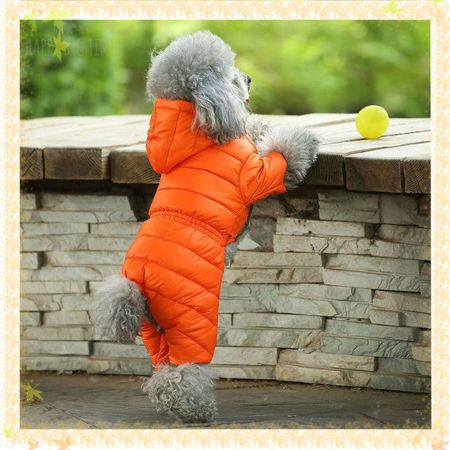 Winter Warm Down Dog Jacket Pet Dogs Costume Puppy Light-weight Four Legs Hoodie Coat Clothes For Teddy Bear Big Combinaison Ski