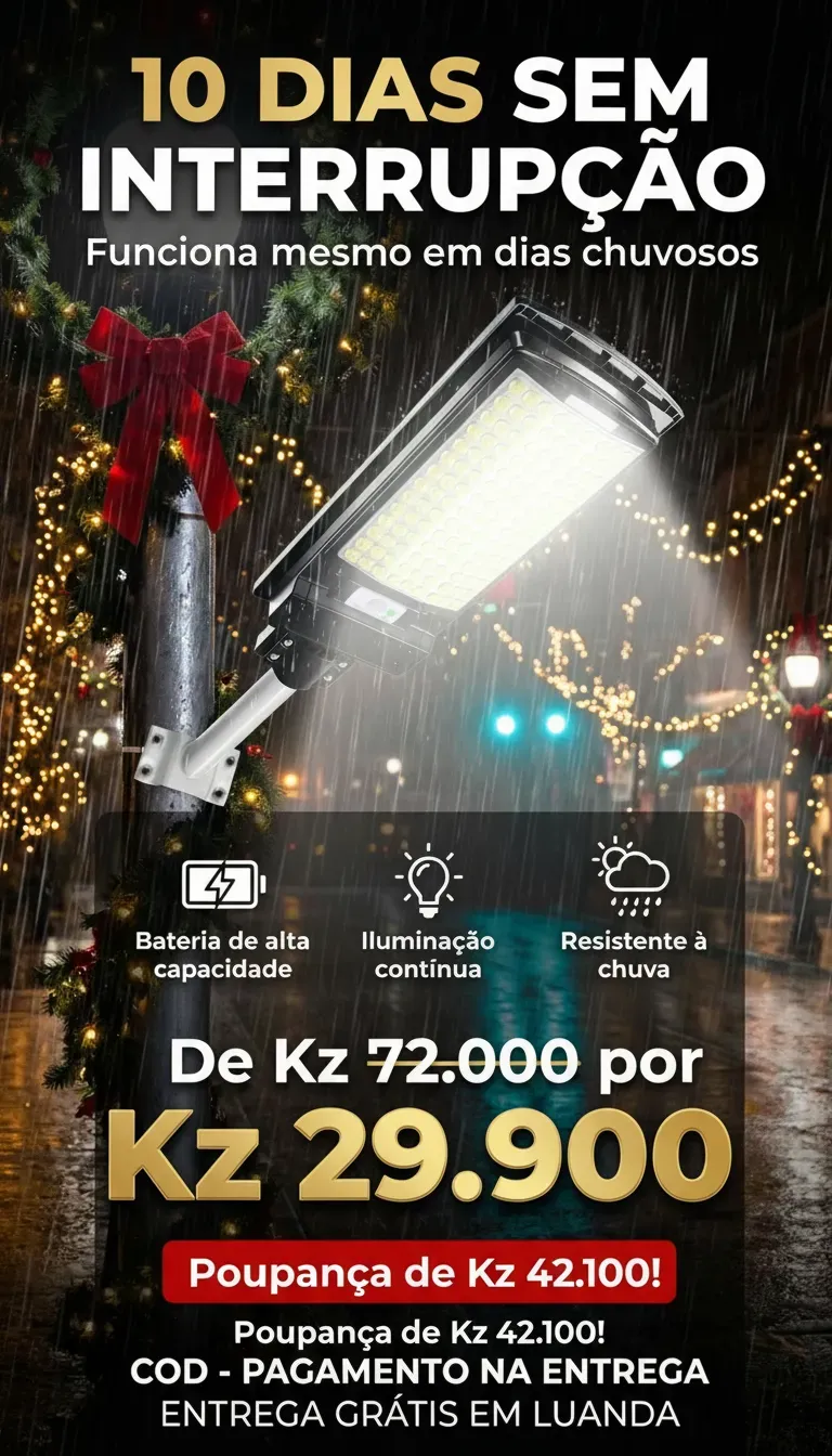 ⚠️Luanda 🏠💡☀️ Lâmpada Solar Integrada Super Brilhante ⚡✨ — Sensor Inteligente 🚶‍♂️📡 e À Prova de Água 🌧️💦 — Carrega de Dia 🔋☀️, Ilumina à Noite 🌙✨