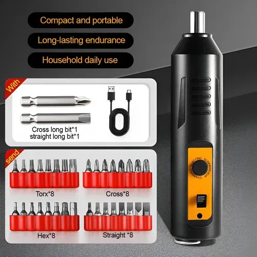 🔧🔥 Conjunto Portátil de Chave de Fenda Elétrica Doméstica ⚡️🛠️ | Compacta, Segura e Super Potente 💪 | Ideal para Reparações Rápidas em Casa 🏠, Escritório 🏢 ou Oficina 🚗 | Carregamento Rápido 🔋 + Fácil de Usar 🙌