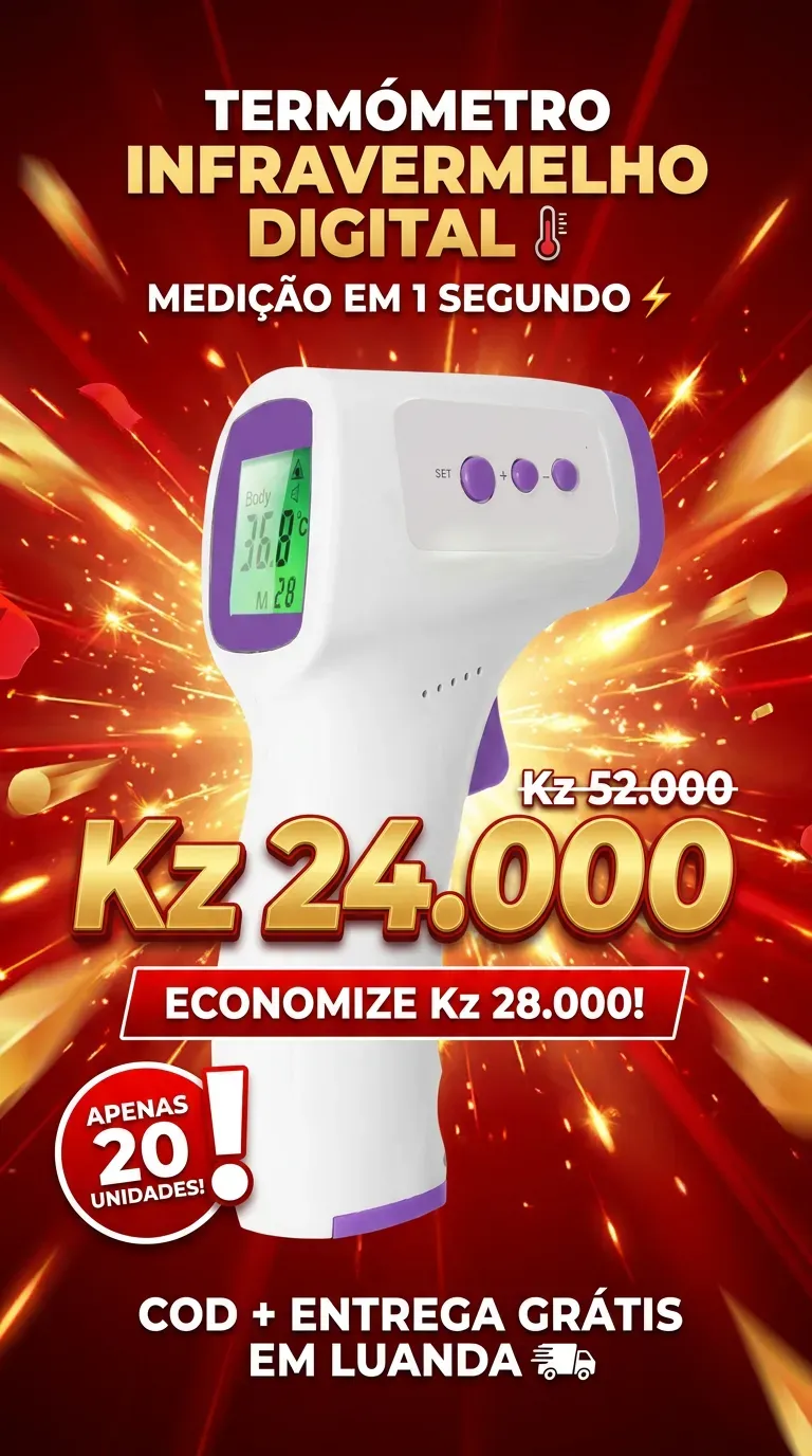 🇦🇴🔥 Luanda🌡️ Termómetro Infravermelho Digital😷🌡️ Não precisa tocar no corpo⚡Medição rápida em 1 segundo👶👨 Sem contacto seguro 🏠 Ideal para crianças, adultos e toda a família 💡 Fácil de usar em casa e em emergências