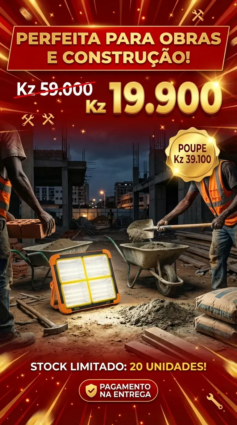 🇦🇴🔥Luanda ⚡💡 Lâmpada Solar Ultra Forte 🌞🔋 Recarregável sem Eletricidade 💡✨ Ilumina Toda Noite 🌙🏠 Ideal para Casa, Emergência 🚨, Negócio Noturno 🛒⛺ Camping 🔦⚡ Longa Duração 💰🚚 Entrega Grátis + Pagamento na Entrega