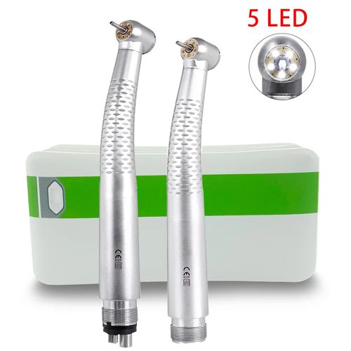 Dental High Speed 5 LED Handpiece Dentist Tips E-Generator Air Turbine B2 M4 Push Button 5 Water Spray Ceramic Rotor Tools