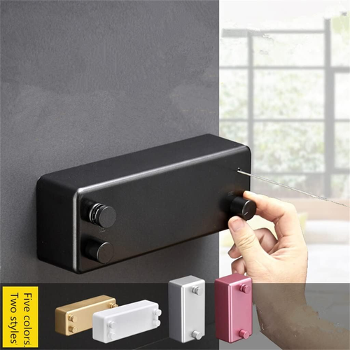 AteEco Gold Clothesline Retractable Dryer Indoor Steel Wire Double Row Clothesline Holder Hanger Clothes Drying Storage