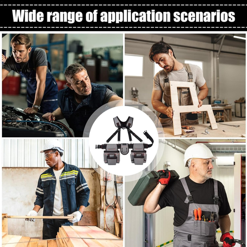 New Design Multi Functional Double Tool Belt Bag Tool Belt with Suspenders, Professional Tool Belt for Men, 18 Pocket Adjustable Heavy Duty Tool Organizer for Electrician