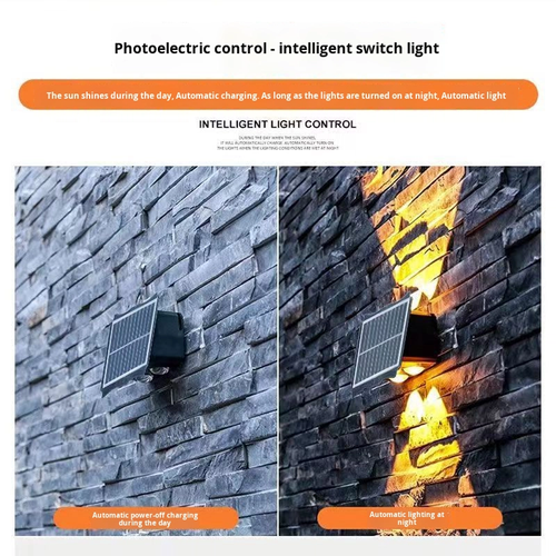 Solar Wall Lights - Up   Down Outdoor Lighting, Warm White Colorful, 4LED Wall Washers for Garden, Patio,