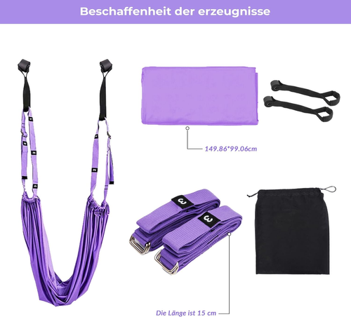 Aerial Yoga Strap, Fitness Strap Band for Waist Trainer Leg Stretching, Door Swing Adjustable Strap - Back Bend, go upside-down for Yoga Practitioner Ballet Dancer Gymnastics Relieve Pain Stiffness