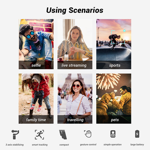 Professional 3 Axis Image Stabilization Stabilizer Gimbal Face Tracking Gesture Control for Taking Pictures Phone Selfie Stick