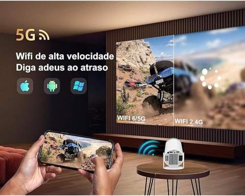 Mini Projector with WiFi and Bluetooth, 4K Supported Native 1080P FHD Portable Projector with Android 11, 180° Rotatable and Aut Level Correction Outdoor Projector for Laptop  Smartphone TV Stick