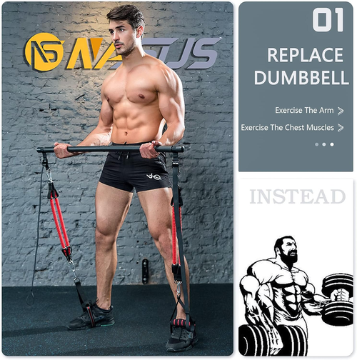 MODEREVE 60-120LBS Pilates Bar Kit with Resistance Bands, Home Squat Bar for Men & Women All-in-one Gym Workout for Full Body Fitness with Portable Bag...