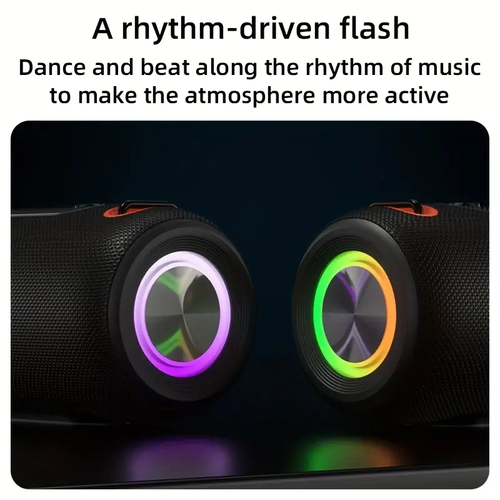 30W Portable Bluetooth Speaker with Hand Strap Colorful RGB Light Heavy Bass Sound TWS Stereo Speaker for Outdoor Use