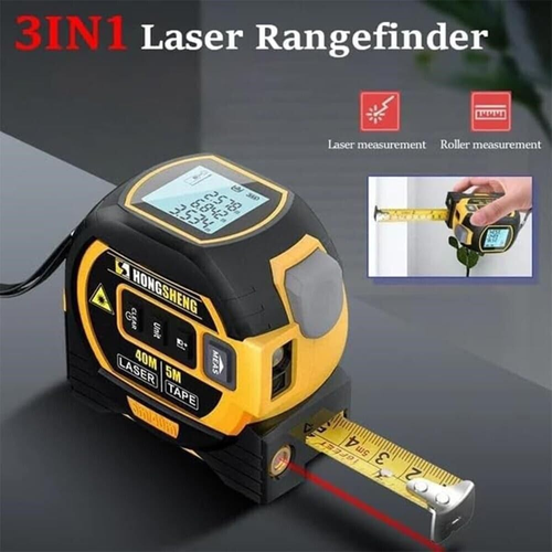 MeasurinSight 3-in-1 Infrared Laser Tape Measuring, 3 in 1 Infrared Laser Tape, 3 in 1 Digital Distance Meters with LED Display (Yellow)