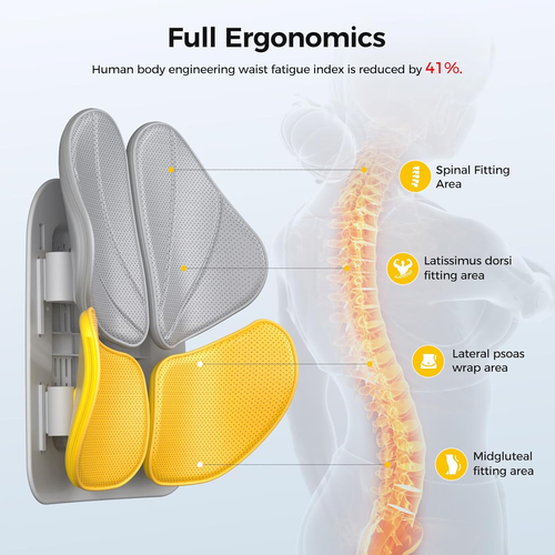 Lumbar Support Pillow for Office Chair - Adjustable Large Back Support for Car, Gaming with Zoning for Pain Relief & Posture