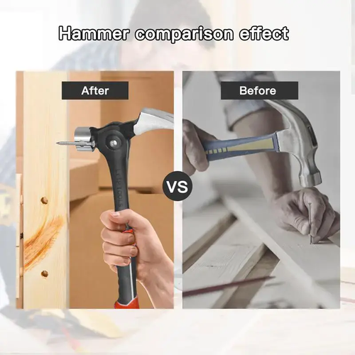 LOZLIN 16oz Claw Hammer with Magnetic Nail Starter,Indexing Rip Claw,Forged Steel Head,Shock-Absorbing TPR Grip,Heavy Duty Framing & DIY Tool