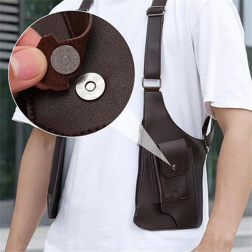 Double Shoulder Armpit Bag, 2025 New Men Anti-Theft Underarm Wallet Pocket Holster Phone Leisure Double Shoulder Pouch